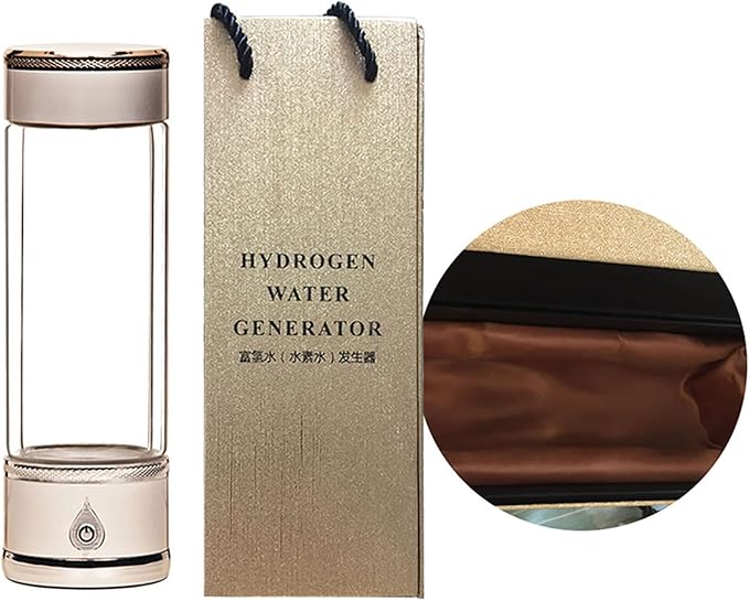Hydrogen-Rich Water Bottle Portable Hydrogen Alkaline Water Generator Ionizer Mode 3 Mins Make Hydrogen Content Up to 1200-1500PPB USB Rechargeable Molecular Hydrogen Cup 380ML