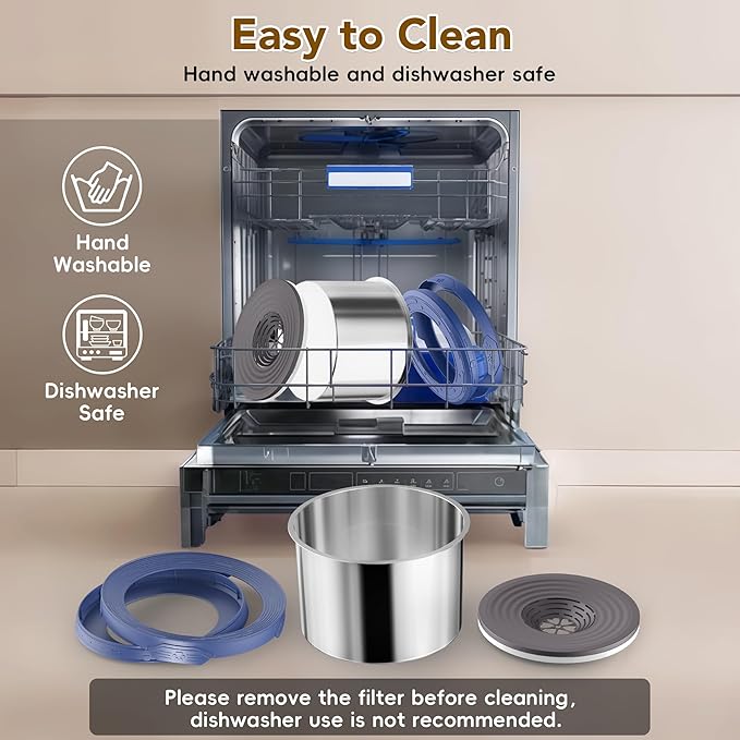 UPSKY Dog Water Bowl No Spill 8L Stainless Steel, 2.1 Gallon Large Capacity Spill-Proof Dog Bowls, Non-Slip Slow Drinking Anti-Splash Bowl for Large Messy Drinkers, No Mess Indoor/Outdoor Use, Blue