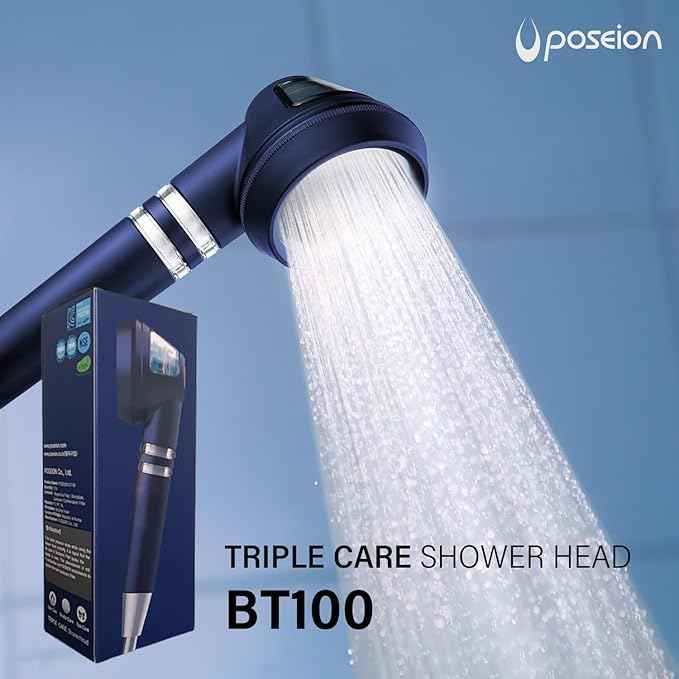 POSEION BT100 DB Filtered Shower Head – Handheld, High Pressure, Magnetized Sediment Filter, Ultrafine Water Stream, Spa-Like Comfort, Durable Build, Made in Korea