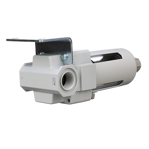 PneumaticPlus SAFM300-N03B Compressed Air Coalescing Filter, 0.1 Micron, 3/8" NPT - Poly Bowl, Manual Drain, Bracket - AquaVibe