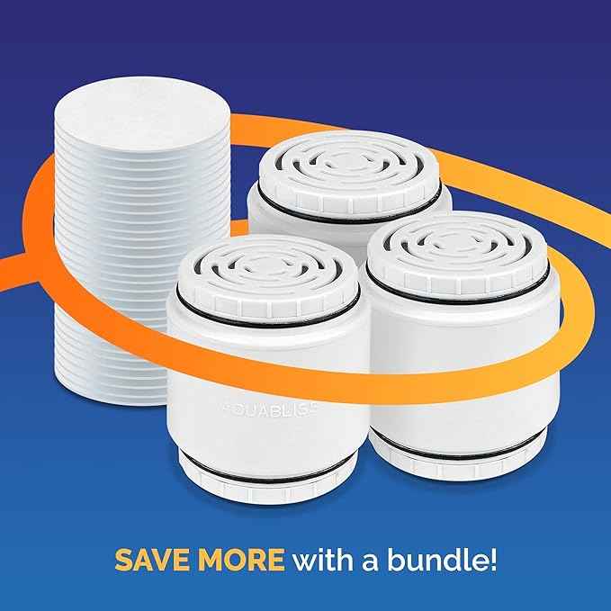 Aquabliss SFC500 Filter Cartridges 3pcs & 30pc Pack of Sediment Pads (Exclusive Bundle)