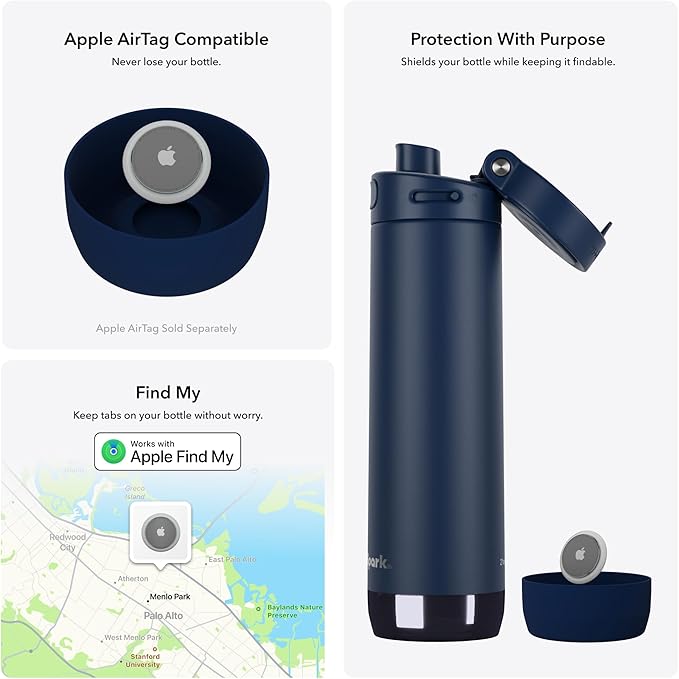 HidrateSpark PRO 2 21 oz Smart Ready Water Bottle with Silicone Boot - Chug Navy