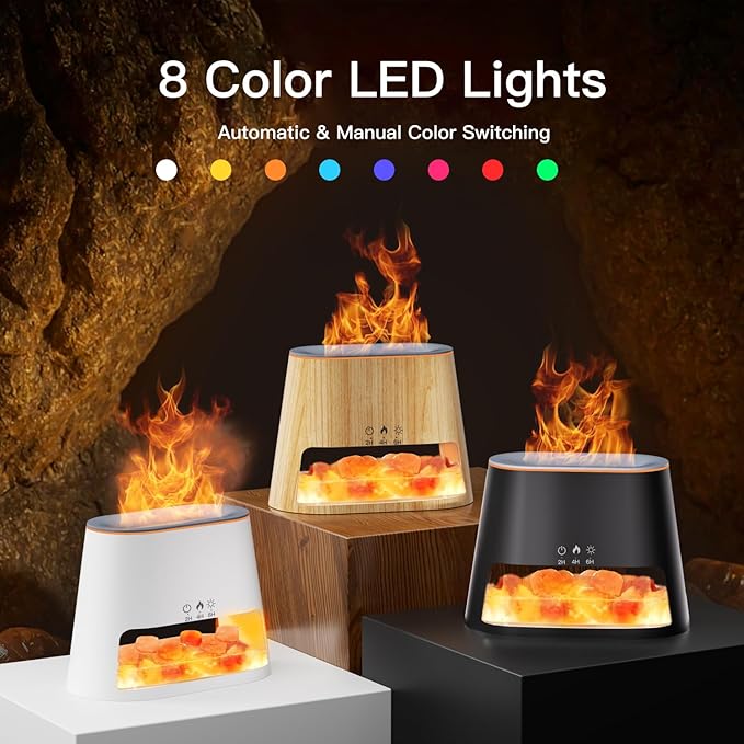 Luxury Himalayan Salt Lamp Humidifier & Aromatherapy Diffuser - 8 Color Mood Lighting w/Remote for Spa, Bedroom, Home Relaxation260ml (White)