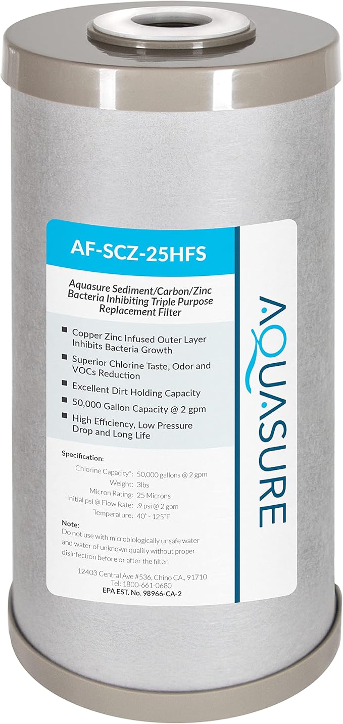 Fortitude V2 Series Sediment/Carbon/Zinc Bacteria Inhibiting Triple Purpose Replacement Filter - Standard (Sediment/Carbon/Zinc, Standard)