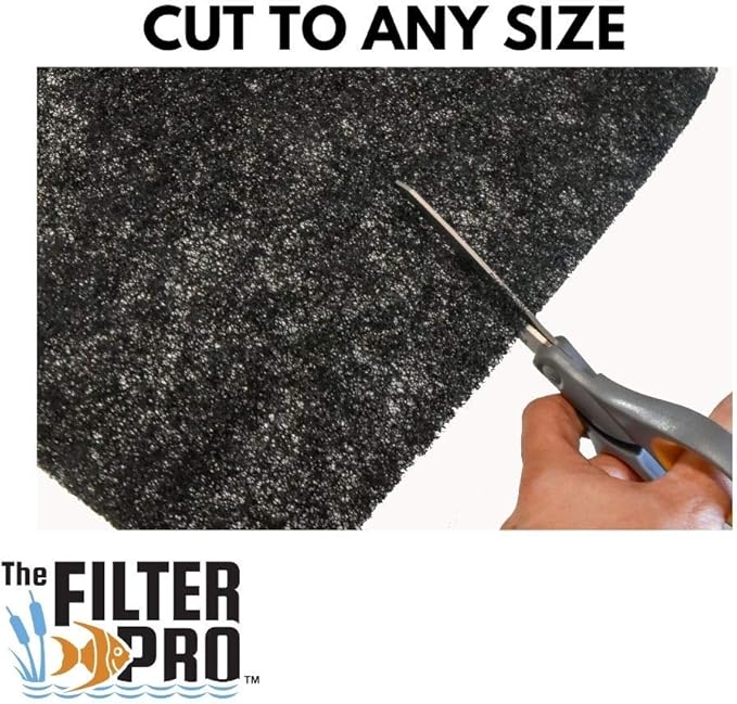Black Coarse Filter Media, 1.25" Thick, 28" x 120" Roll, Perfect for Aquariums, Ponds or Water Gardens, Made in USA