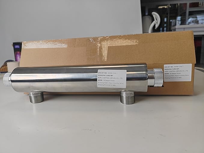 24W Inline UV Light for Aquarium 75 Gallon / 1000 Gallon, UV Light for Cold Plunge, Drinking Water, Fish Tank Ultraviolet Clarifier Machine for Pond Algae Control