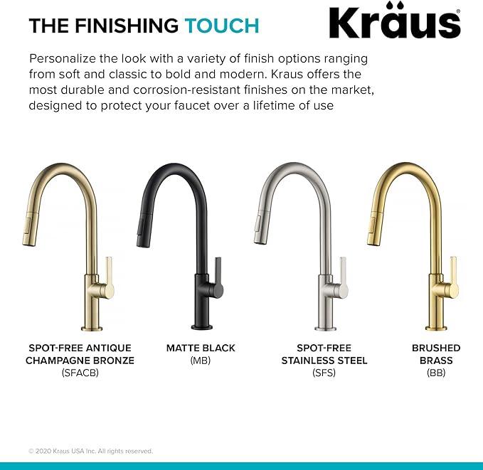 KRAUS Oletto Single Handle Pull Down Kitchen Faucet in Spot Free Antique Champagne Bronze, KPF-2820SFACB