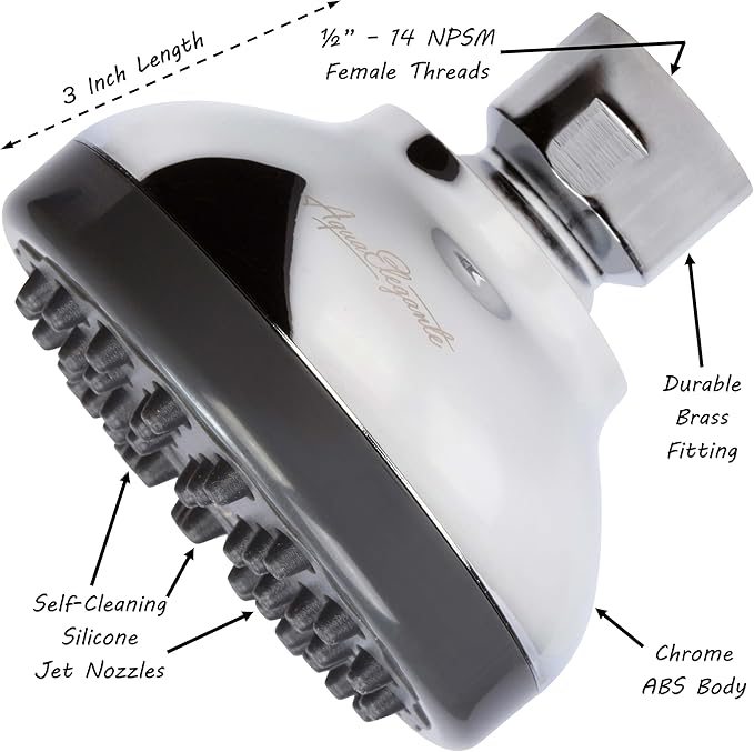 Pressure Boosting Shower Head - High Pressure Water Saver Showerhead Best For Low Flow Showers, 1.8 GPM - Chrome & California Certified - AquaVibe