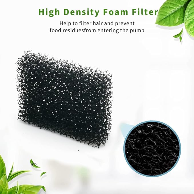 12 Pack Cat Water Fountain Sponge Filters, Replacement Foam Filters for 67oz/2L Pet Fountain 65oz/1.85L Dog Drinking Fountain