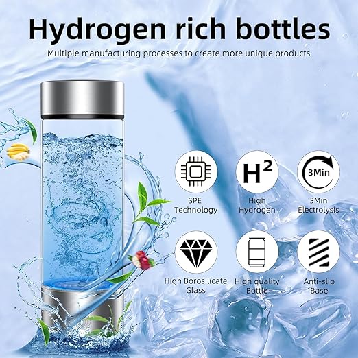 Hydrogen Water Bottle, Portable Hydrogen Water Bottle Generator, Rechargeable Hydrogen Water Generator, Suitable for Home, Travel and Office