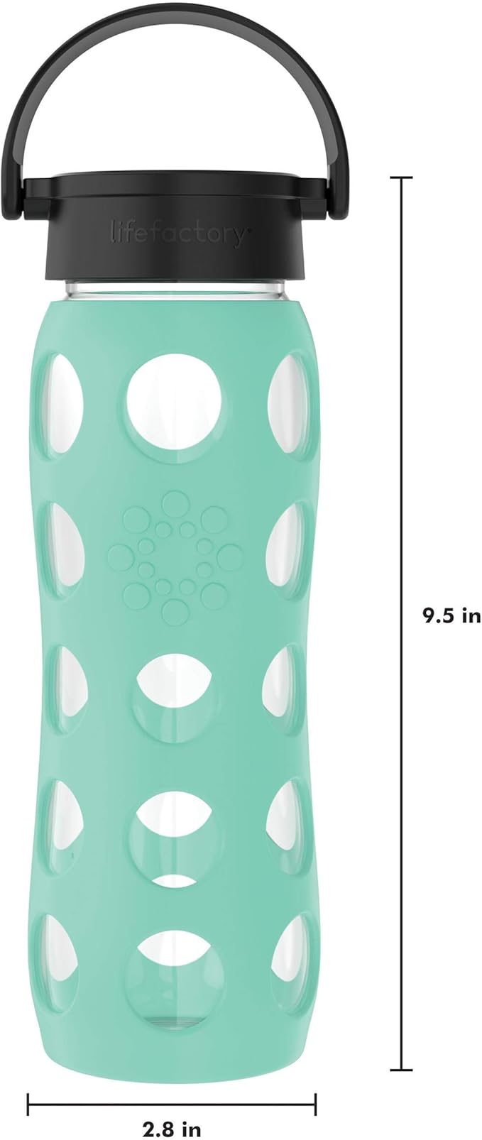 Lifefactory 22-Ounce BPA-Free Glass Water Bottle with Classic Cap and Protective Silicone Sleeve, Sea Green