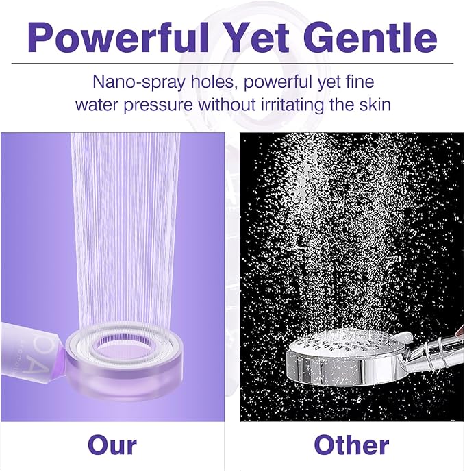 Filtered Shower Head with Handheld, High Pressure 3-in-1 Spray Mode Showerhead with Filters, Water Softener Shower Head for Hard Water, Remove Chlorine-Soothing Skin, Detachable (Lavender)