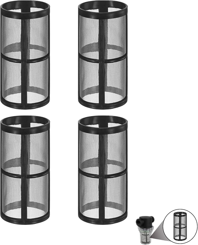 4-Pack Stainless Steel Screen Made for Garden Hose Filter, Black 100 Mesh Pressure Washer Filter Accessory Compatible with Hose Sediment T Strainer - AquaVibe