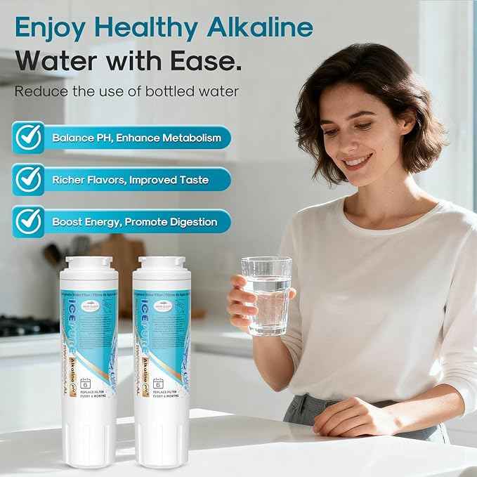 ICEPURE Alkaline UKF8001 Refrigerator Water Filter Replacement for Whirlpool EDR4RXD1, EveryDrop Filter 4, Maytag UKF8001, 4396395, UKF8001P, UKF8001AXX, RFC0900A, UKF8001AXX-200, Enhances PH, 2Pack