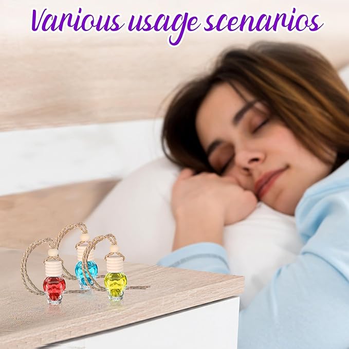 60 Pcs Hanging Car Air Freshener Car Diffuser Bottle Empty Glass Perfume Bottles Air Freshener Diffuser Bottle Pendant for Essential Oils Fragrance Aromatherapy Ornament Decor (Skull Style)