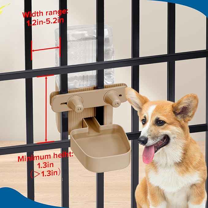 50 oz Rabbit Water Dispenser,Gravity Dog Water Bowl Dispenser for Cage,Auto Water Bottle for Ferret,Cat,Dog and Other Animals, Compatible with Widemouth Cages