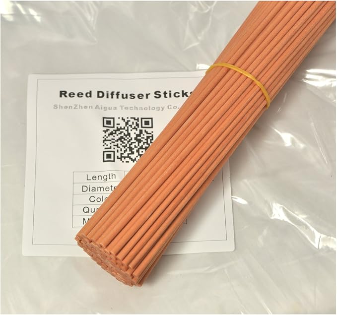 100 Pieces Fiber Reed Diffuser Replacement Refill Sticks (8" x 3mm, Light Brown) - AquaVibe