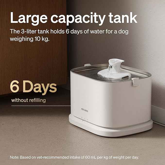 PETLIBRO Quiet Dog Water Fountain Stainless Steel Tray, Smart Pet Water Fountain for Dogs Inside with App Monitoring, 3L Dog Fountain Water Bowl, Automatic Water Dispenser for Dogs, Cat Water Fountain