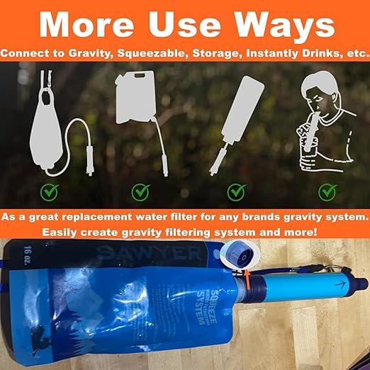 Personal Straw Water Filter, Emergency Preparedness Portable Water Filtration for Hiking Camping Fishing Hunting Outdoor Adventures Backpacking, 2.8mm Screw Bottom, Water Purifier Survival Gear
