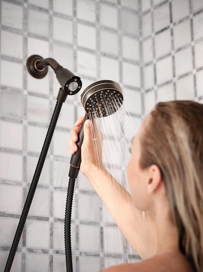 Moen Engage Magnetix Mediterranean Bronze 3.5-Inch Six-Function Detachable Handheld Showerhead with Magnetic Docking System, 26100BRB