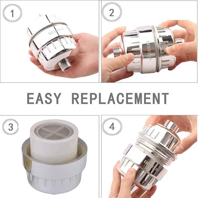 Universal Replacement Shower Filter Cartridge for Hard Water, 15-Stage Filter Cartridge-Reduces Chemicals Chlorine Transform Itching Eczema & Acne into Glowing Hair Nails & Skin Fast