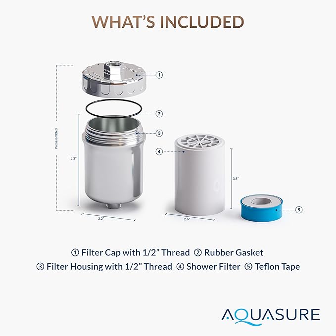 Aquasure 10,000 Gallons High Capacity Shower Filter For Healthier Hair, Skin & Nails | Improves Dry Itchy Skin, Reduce Dandruff, Eczema, Protect Colored Hair (Oil Rub Bronze) - AquaVibe