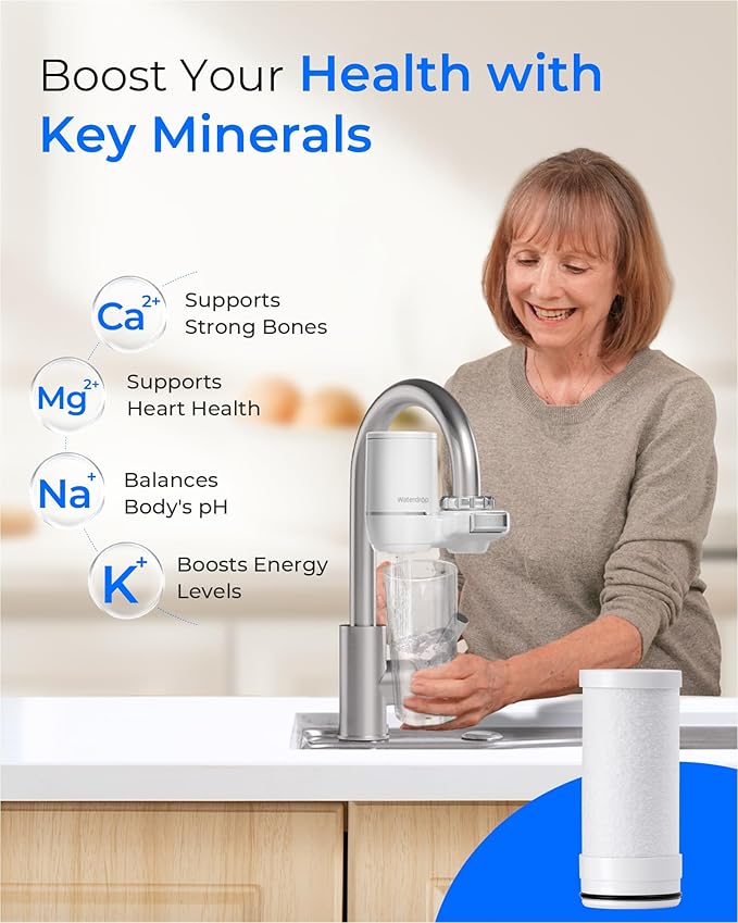 [Alkaline] Waterdrop Water Filter for Sink Faucet Replacement Water Filters, WD-FF-05A Fits Waterdrop Faucet Water Filter WD-FC-02T, WD-FC-02, WD-FC-01, WD-FC-06, Last Up to 9 Months, Pack of 3
