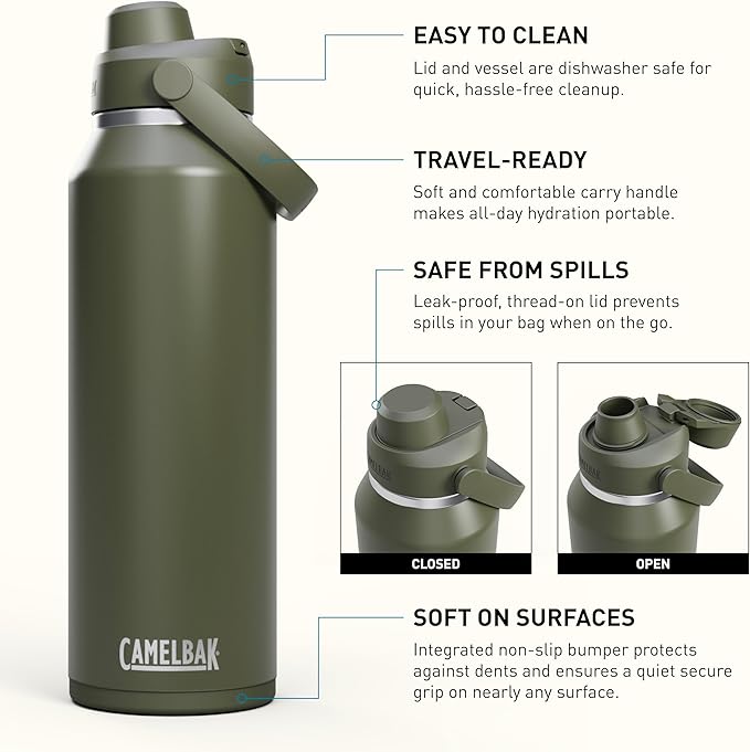 CamelBak Thrive Chug Insulated Stainless Steel Water Bottle Moss, 40oz