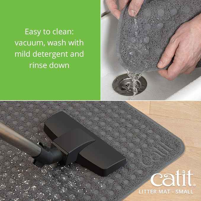 Catit Cat Litter Mat Rectangle Non-Slip Litter Trapping Mat Soft & Comfortable, Easy to Clean for All Cat Litter Types – Small