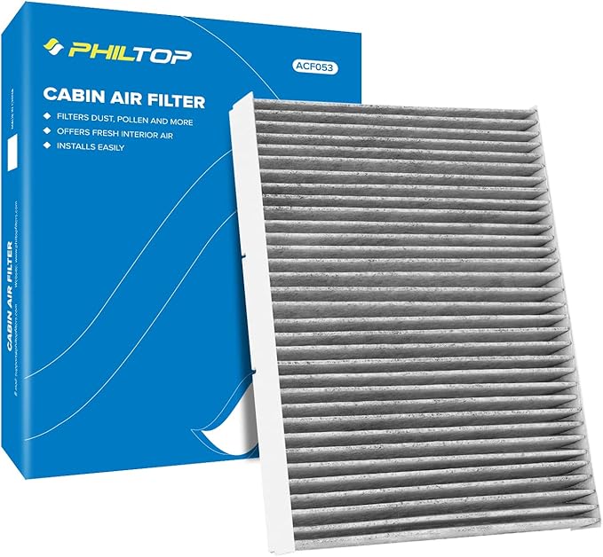 PHILTOP Cabin Air Filter, Replacement for Jetta 1993-2005, Passat 2001-2005, Golf 1993-2006, Premium ACF053(CF8644A) Cabin Filter with Activated Carbon Clean Airflow, Filter Up Dust Pollen