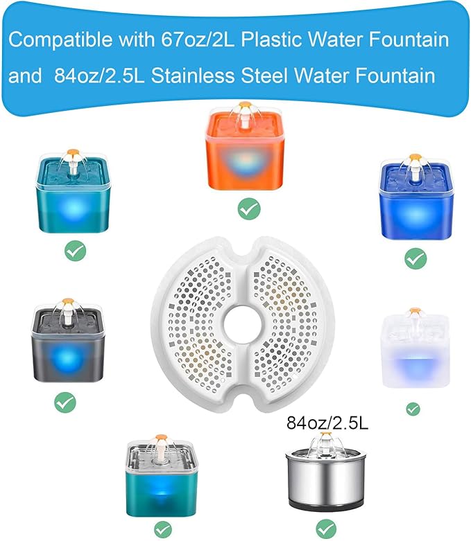 4 Pack Filters for 67oz/2l Cat Water Fountain Filter replacement Compatible with AONBOY & iPettie & Wonder Creature Pet Fountain NEUCOMBBT