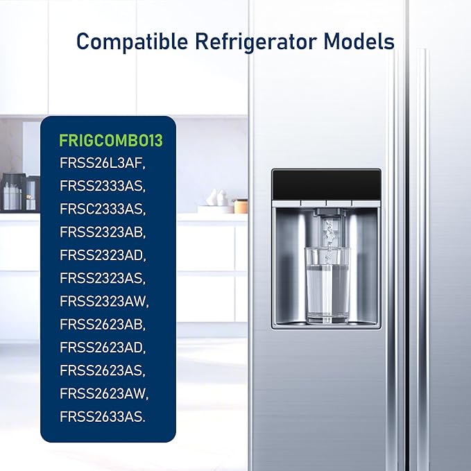 TEEHAY PWF-1 FPPWFU01 Water Filter & PureAir Ultra II PAULTRA2 Air Filter Combo, Compatible with Frigidaire FRIGCOMBO13, FRSS26L3AF, FRSS2333AS, FRSC2333AS, FRSS2323AB, 1 Combo