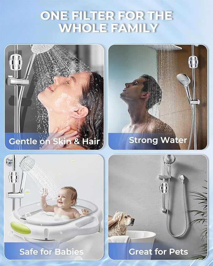 6 Pack 30 Stage Universal Shower Filter Replacement Cartridge -Removes Chlorine, Heavy Metals, Iron, Sediments-VeoryFly ShowerHead Water Filter Cartridge, Compatible with Universal Shower Filter
