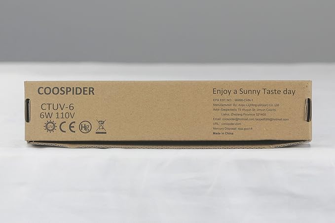 Coospider 6W UV Bulb with Ozone for 6w lamp, Replacement T5 Bulbs, 2 - Pack, 110V