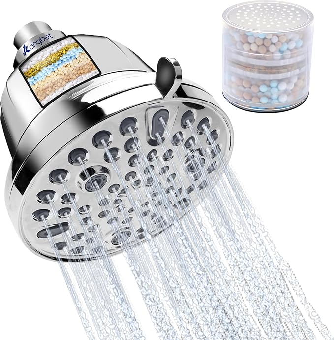 Filtered Shower Head | High Pressure Shower - Filter for Hard Water | Reduces Impurities | Stops Hair Loss, Soothes Dry Skin & Scalp - Chrome