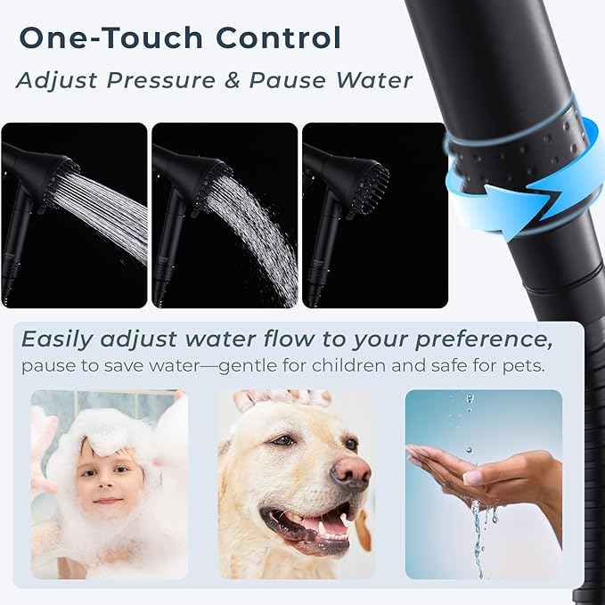 Ryamen 2026 Magnetic Filtered Shower Head with Handheld– High Pressure Showerhead with Power Wash Mode, Chlorine Removal, Massage Brush, Pressure Adjustable, One-Touch Pause & Stainless Steel Hose