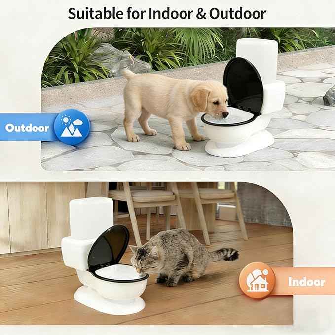 Cat Water Dispenser,Funny Toilet Shaped Pet Gravity Bowl, Automatic Flow No Electricity Needed with Healthy Pets Water Station for Cats and Small/Medium Dog