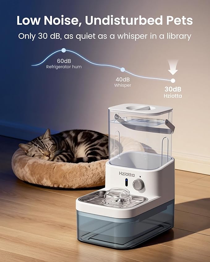 Wastewater Separation Cat Water Fountain No Filter, Stainless Steel Pet Water Fountain with Radar Sensing, Wireless Cat Fountains for Drinking, No Pump, Totally 5.7L, 30db Low Noise