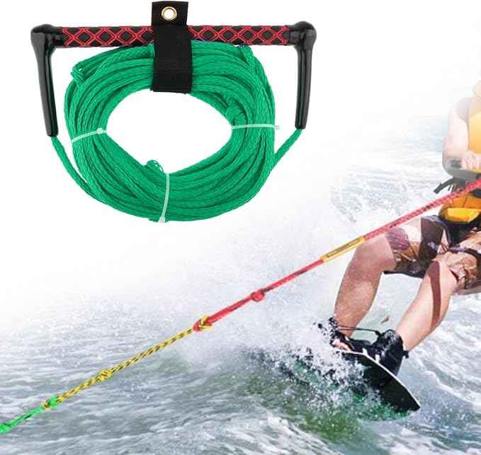 Water Ski Rope Wakeboarding Tow Line with Handle Grip Heavy Duty Water Ski Tow Rope Wakeboard for Surfing Accs, Green Rope