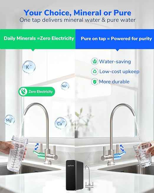 Ecoviva 600GPD Reverse Osmosis System, RO Under Sink Water Filter System, Tankless, Lower TDS, 2.5:1 Pure to Drain Ratio, LED Panel with Filter Monitor, Online Installation Guide, Black