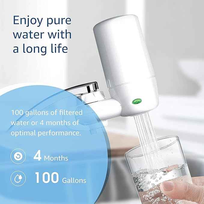 Waterdrop Faucet Water Filter, Replacement for Brita® Filter, Brita® Faucet 36311 On Tap Water Filtration System, FR-200, FF-100 Replacement Filter, White (4 Packs)