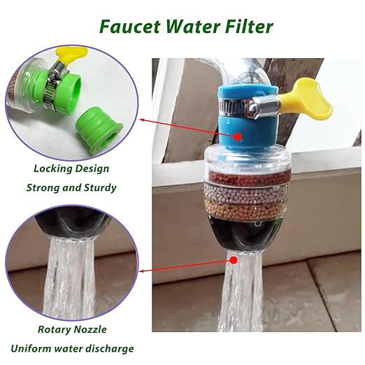 3 Pcs Faucet Water Filter,6 Layer Cartridge Activated Carbon Filters Water Filter Faucet Replacements for Sink Applicable 1/2inch - 3/4inch Faucet