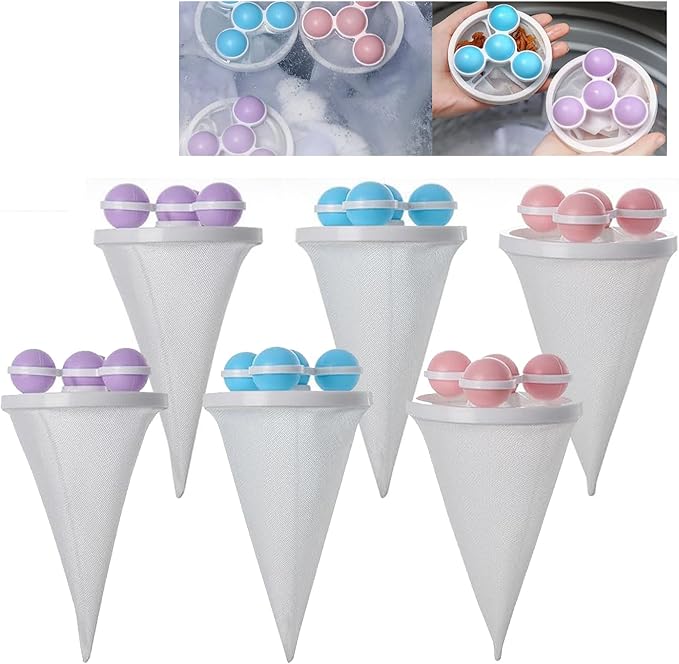 Floating Hair Filtering Mesh Removal, Pet Hair Catcher Filter Bag, Floating Pet Fur Catcher, Reusable Lint Catcher Hair Remover for Laundry Washing Machine (6PCS) - AquaVibe