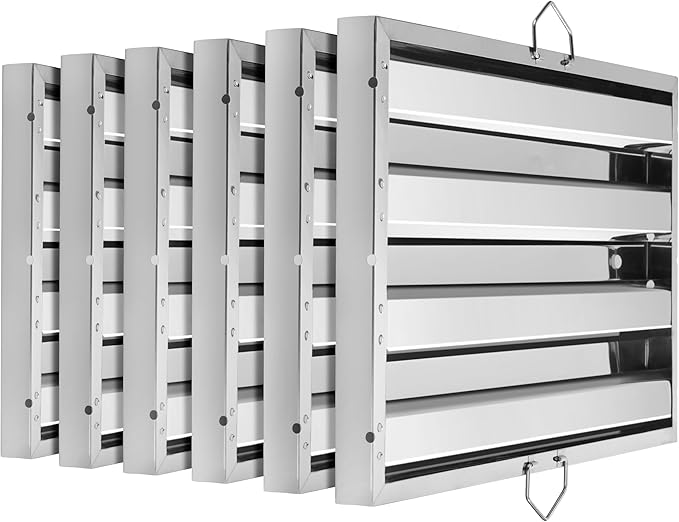 New Star Foodservice 54347 Stainless Steel Hood Filter 16" W x 25" H, Set of 6 - AquaVibe