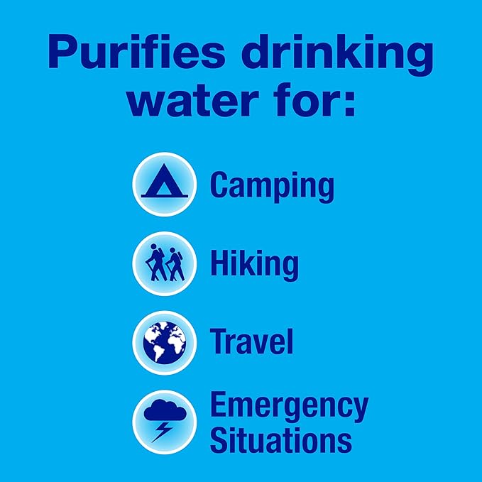 Potable Aqua Water Purification Tablets Two 50ct Bottles and Mountain House Granola with Milk & Blueberries Freeze Dried Backpacking Food 2 Servings