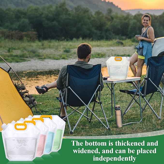 Tessco for you 36 Pcs 1.3 Gallon Collapsible Water Storage Bag Water Container Emergency Jug Plastic Storage Pouch Freezable Carrier Tank Foldable Bottle for Outdoor Sport Camping (Clear)