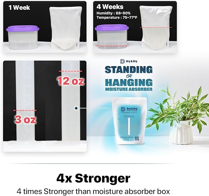 Dry & Dry 3 Packs Hybrid Moisture Absorbers & Musty Odor Eliminator Dehumidifier to Control Excess Moisture for Basements, Closets, Bathrooms, Laundry Rooms. Moisture Absorbers