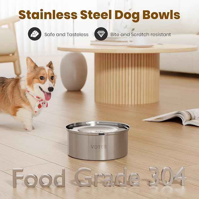 Dog Water Bowl No Spill,3L/101oz Stainless Steel Water Bowl for Dogs, Spill Proof Slow Drinking Dog Water Feeder with Anti-Slip for Medium to Large Messy Drinkers