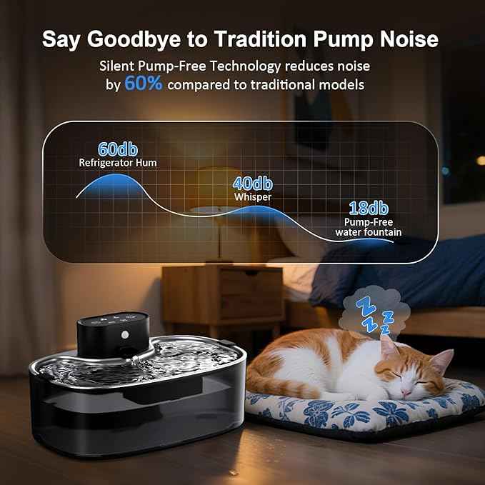 No Pump Wireless Cat Water Fountain,112oz/3.3L Whisper Quiet Pet Water Fountain, Easy-to-Clean for Cat Drinking with 3-Pack Replaceable Filters,Stainless Steel Tray, for Cats, Dogs