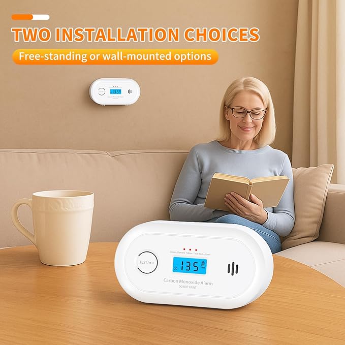 Carbon Monoxide Detector，Portable 10-Year Sealed Battery CO Alarm with LCD Display, CO Detector for Home ，Office and Travel